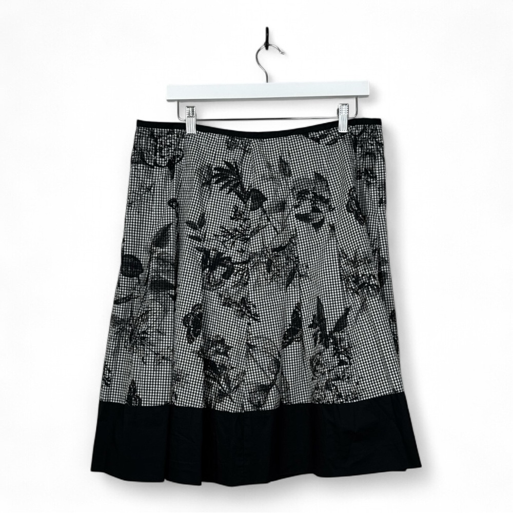 Talbots Gray and Black Midi A-Line Skirt‎